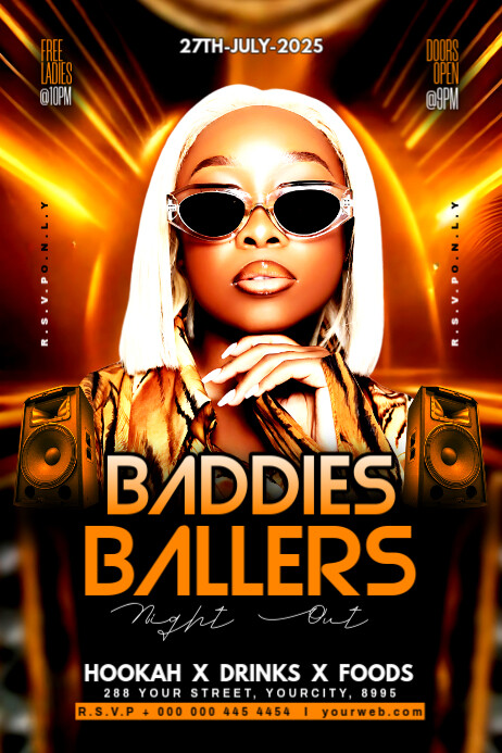 Black Maximalist Baddies Night Party Poster Plakkaat template