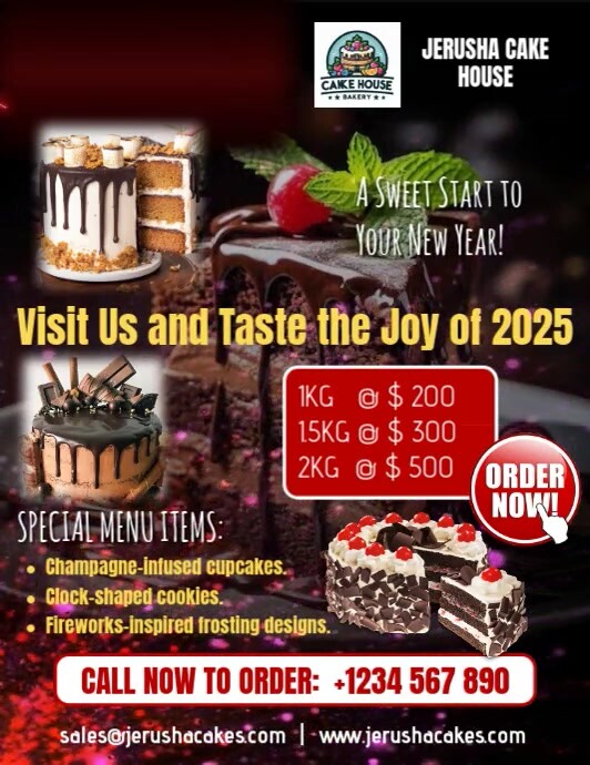 Black Maximalist Bakery & Pastries Cake Video Ad Flyer (us Letter) template
