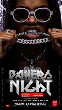 Black Maximalist Ballers Night Club Party Video Flyer – Luxury Vip Nightlife Event Invitation Templa Digital Display (9:16) template