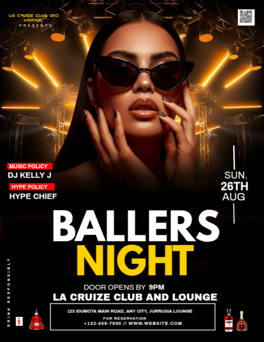 Black Maximalist Ballers Night Flyer (us Letter) Template | PosterMyWall