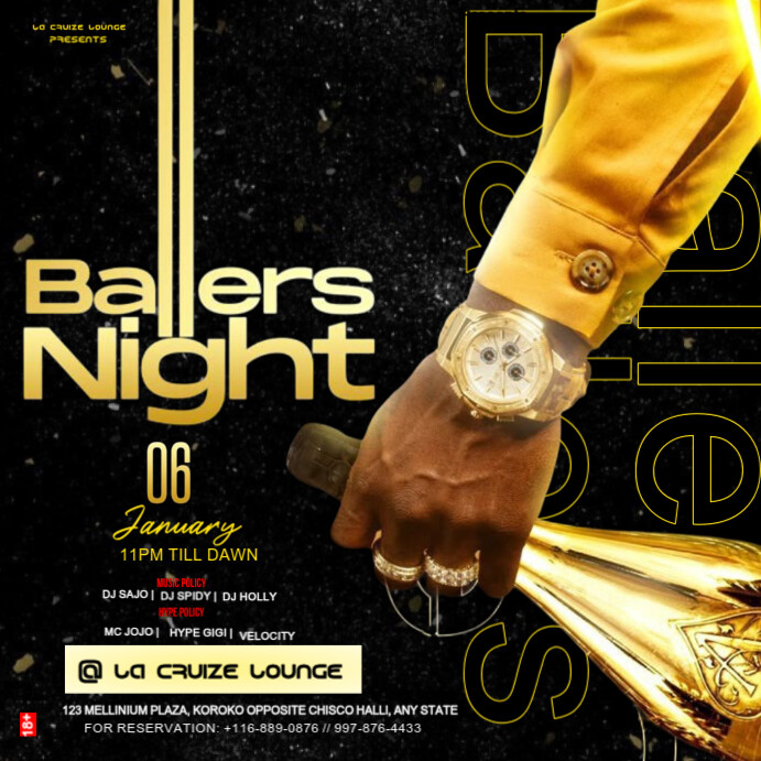 Black Maximalist Ballers Night  Instagram Post Instagram-opslag template
