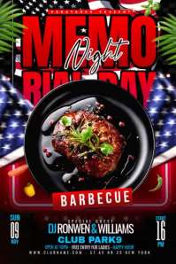 Black Maximalist Barbecue Night Memorial Day Event Poster Video โปสเตอร์ template