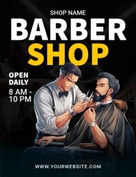 Black Maximalist Barber Shop Flyer (us Letter) template