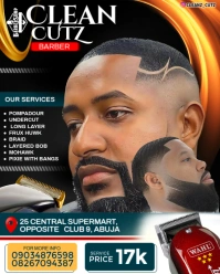 Black Maximalist Barber Shop Flyer  Instagram Portrait template