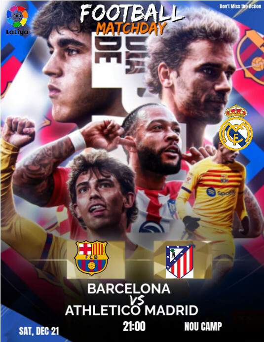 Plantilla de Black Maximalist Barcelona Vs Athletico Madrid Flyer (us ...