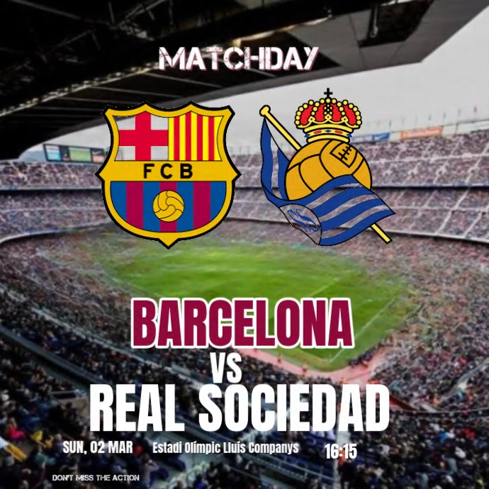 Copy of Black Maximalist Barcelona Vs Real Sociedad Matchday Instagram ...