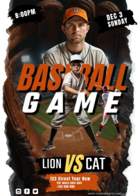 Black Maximalist Baseball Game A4 template
