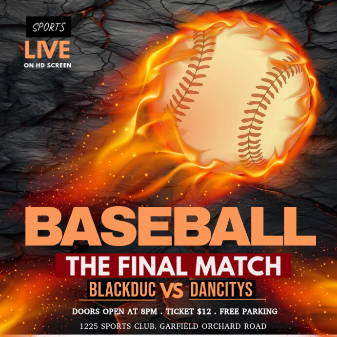 Copy of Black Maximalist Baseball Match Instagram Post | PosterMyWall