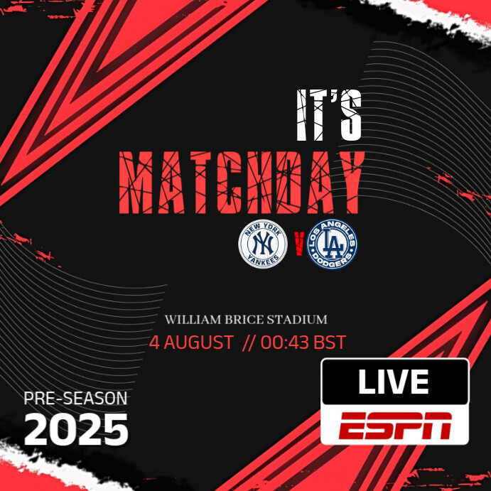 Copy of Black Maximalist Baseball Matchday Template Design | PosterMyWall