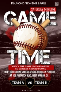 Black Maximalist Baseball Sports Bar Poster template