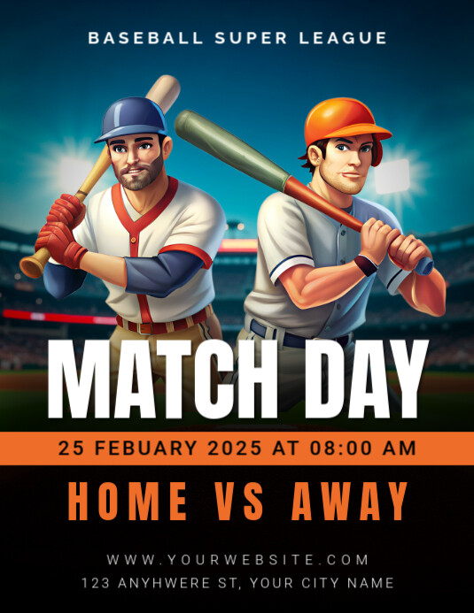 Black Baseball Match Day Flyers Template | PosterMyWall