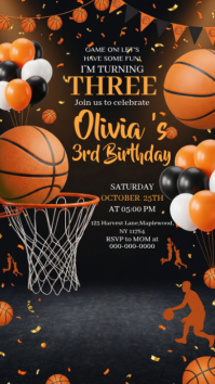 Black Maximalist Basketball Birthday Invitation Instagram Story template