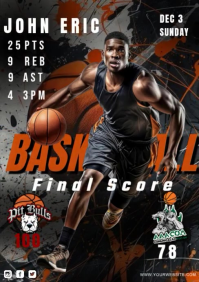 Hitam Basketball Game Score A4 Template