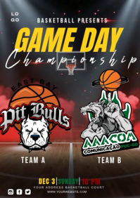 Black Basketball Game Day A4 Template