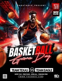 Black Maximalist Basketball Game Poster Flyer template