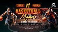 Black Maximalist Basketball Madness Digital Display (16:9) template