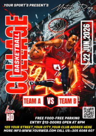 Black Maximalist Basketball Match Day A6 template
