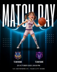 Black Maximalist Basketball Match Day Instagram Portrait template