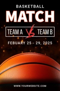 Black Maximalist Basketball Match Poster 海报 template