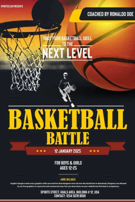 Black Maximalist Basketball Tournament Design Template Pinterest Graphic