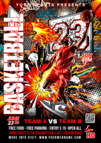 Black Maximalist Basketball Tournament Flyer A6 template
