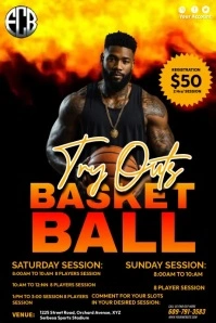 Black Maximalist Basketball Tryout  Poster template