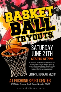 Black Maximalist Basketball Tryouts Poster template