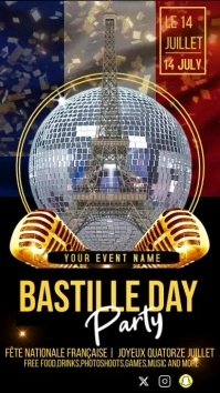 Black Maximalist Bastille Day (le 14 Juillet) Pantalla Digital (9:16) template
