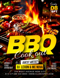 Black Maximalist Bbq Coockout Barbecue Grill Backyard Party Summer Event Invitation Promotion Online Flyer (US Letter) template