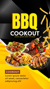 Black Maximalist Bbq Cookout Event Flyer Digital Display (9:16) template