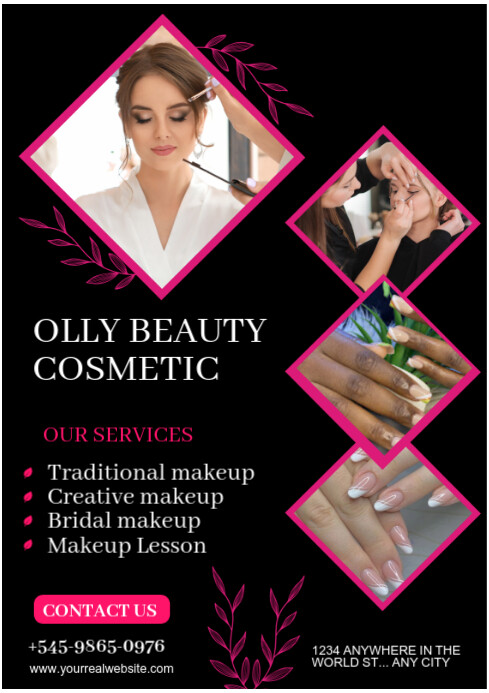 Black Maximalist Beauty And Cosmetic Salon A4 template