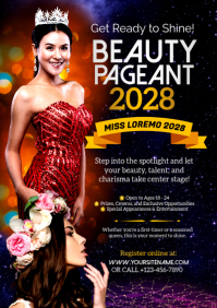 Black maximalist Beauty Pageant A4 Flyer or Poster template