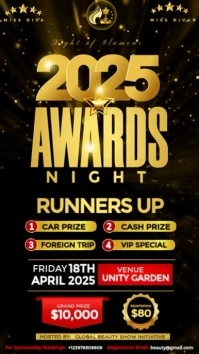 Black Maximalist Beauty Pageant Award Night Video Digital Display (9:16) template