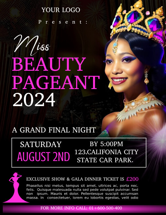 Fall Pageant Template Black Maximalist Beauty Pageant Template Desi | PosterMyWall