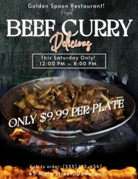 Black Maximalist Beef Curry Flyer (us Letter) template