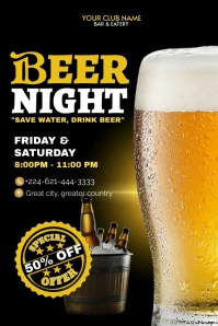 Black Maximalist Beer Night Poster template