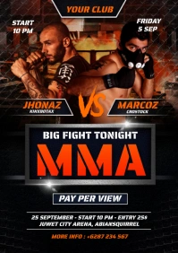 Black Maximalist Big Fight MMA Flyer Template A5