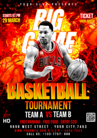 Black Maximalist Big Game Basketball Tournament Flyer A1 template