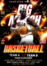 Black Maximalist Big Match Basketball Flyer  A5 template