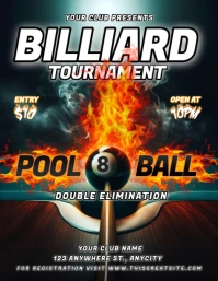 Black Maximalist Billiard Tournament Poll 8 Ball Flyer (us Letter) template