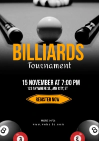 Black Maximalist Billiards Tournament  A4 template