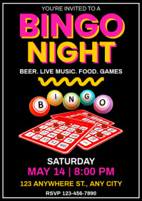 Black Maximalist Bingo Night Event Invitation A4 template