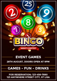 Black Maximalist Bingo Night Event Invitation A4 template