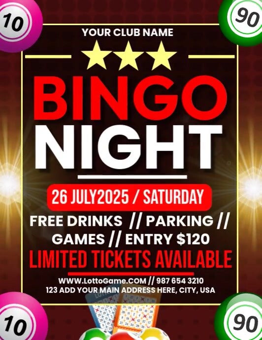 Black Maximalist Bingo Night  Flyer (us Letter) template