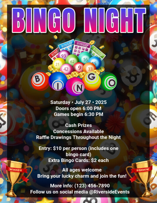 Black Maximalist Bingo Night Flyer Flyer (us Letter) Pamflet (VSA Brief) template
