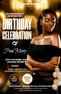 Black Maximalist Birthday Celebration Invitation Template Design Tabloid