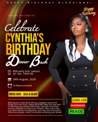 Black Maximalist  Birthday Dinner Party Flyer Template Instagram Portrait