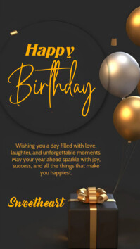 Black Maximalist Birthday Greeting Card  Instagram Story template