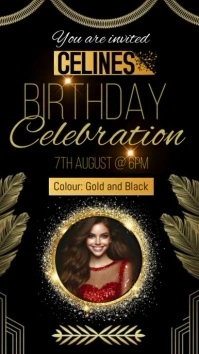 Black Maximalist Birthday Invitation  Instagr Instagram Reel template