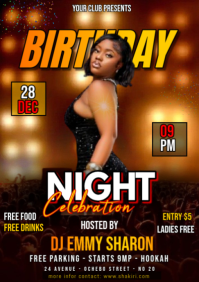 Black Maximalist Birthday Night Club Party Flyer A2 template